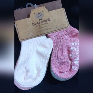 BearPaw Cozy Pink and Cream Socks